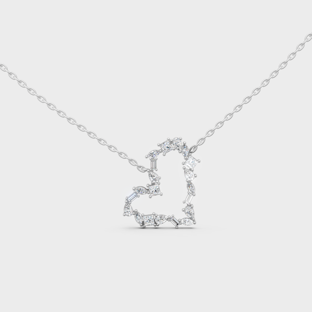 Luxury Pear Baguette Marquise Princess Diamond Pendant White Gold