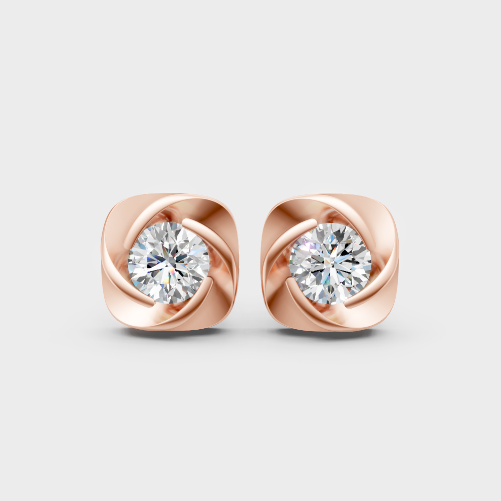 1.80 Ctw Round Cut Lab Grown Diamond Stud Earrings In 14K Rose Gold Elegant Setting
