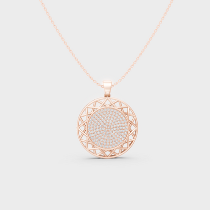 Unique Rose Gold Pendant Featuring A Gli Certified  Round Lab Diamond