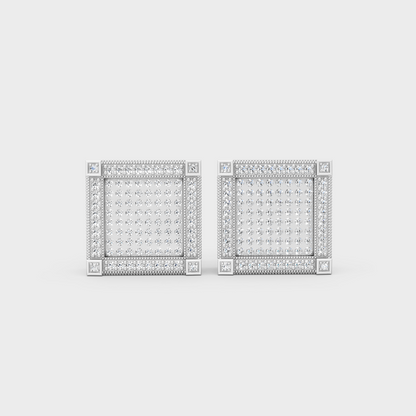 Premium Men’s Diamond Stud Earrings In White Gold GLI Certified Sparkle