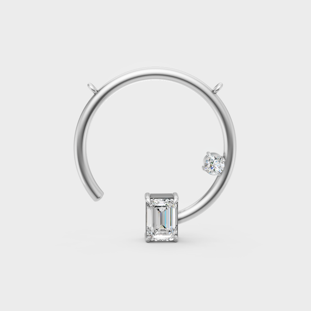 GLI Certified Emerald And Round Cut Lab-Grown Diamond Pendant In Hallmark White Gold