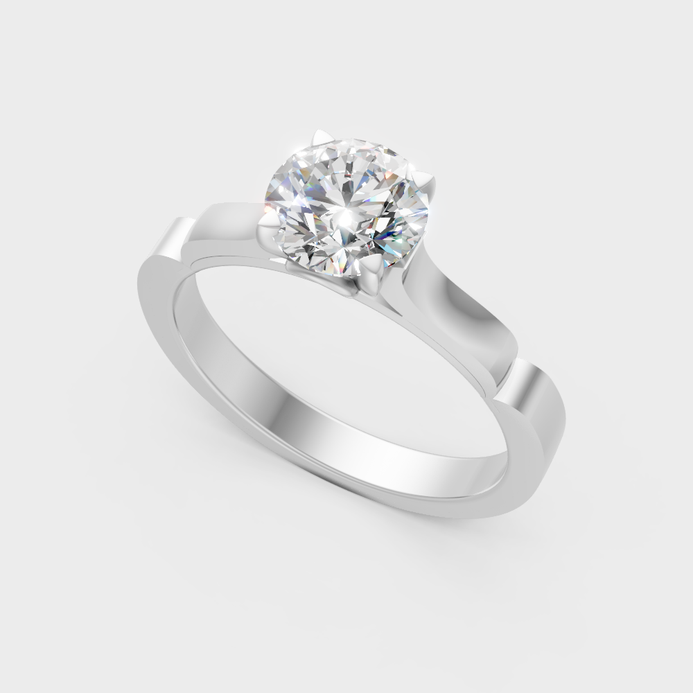 Sleek White Gold Solitaire Ring Featuring A Igi Certified Round Lab Diamond