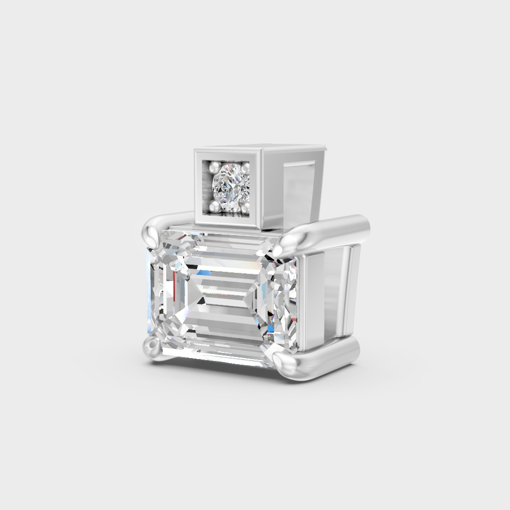 White Gold Emerald-Cut Lab-Grown Diamond Pendant With Hallmark Gold Quality