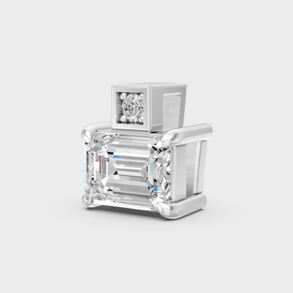 White Gold Emerald-Cut Lab-Grown Diamond Pendant With Hallmark Gold Quality