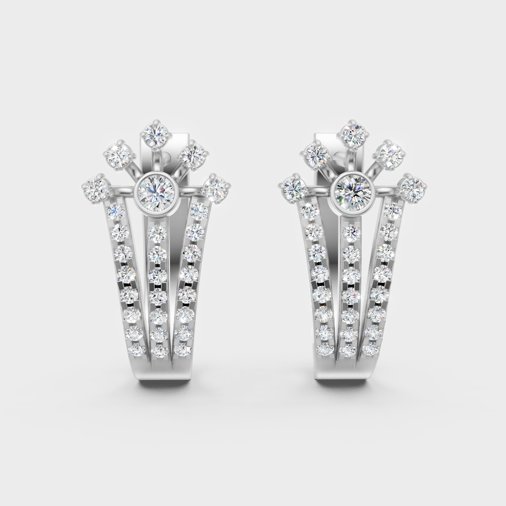 0.60 Ct GLI Certified Lab-Grown Round Diamond Hoop Earrings In White Gold