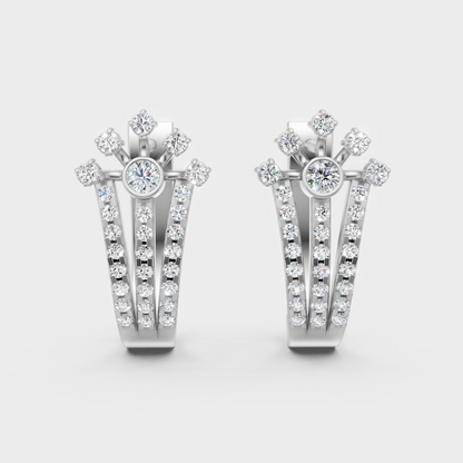 0.60 Ct GLI Certified Lab-Grown Round Diamond Hoop Earrings In White Gold