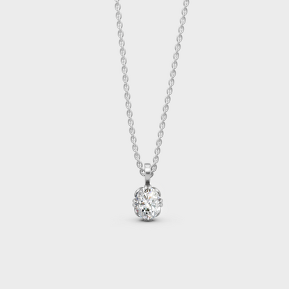 Premium 950 Platinum Oval-Cut Lab-Grown Diamond Solitaire Pendant