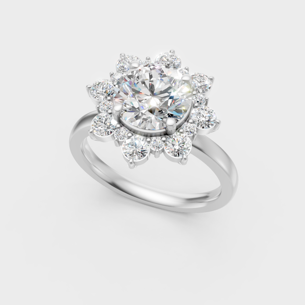 Sleek 18K White Gold Engagement Ring Featuring A Lab-Grown Diamond Weight