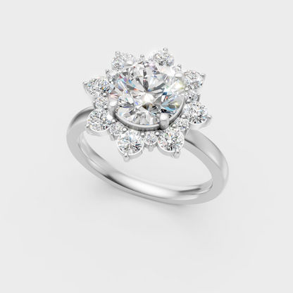 Sleek 18K White Gold Engagement Ring Featuring A Lab-Grown Diamond Weight