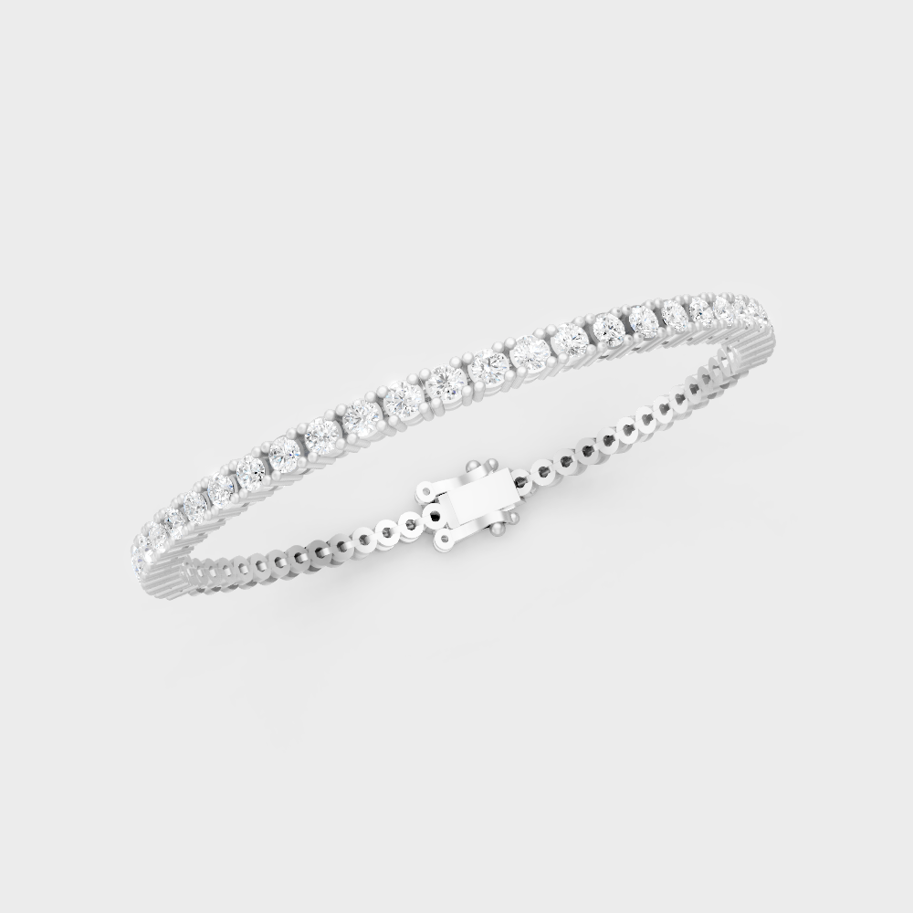 Lab-Grown Diamond Bracelet White Gold Round Cut