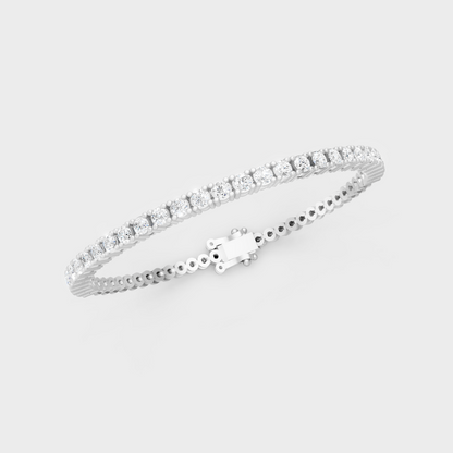 Lab-Grown Diamond Bracelet White Gold Round Cut