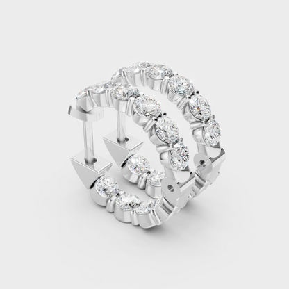 1.60 Ct Lab Grown Diamond Hoop Earrings In White Gold Certified Elegance