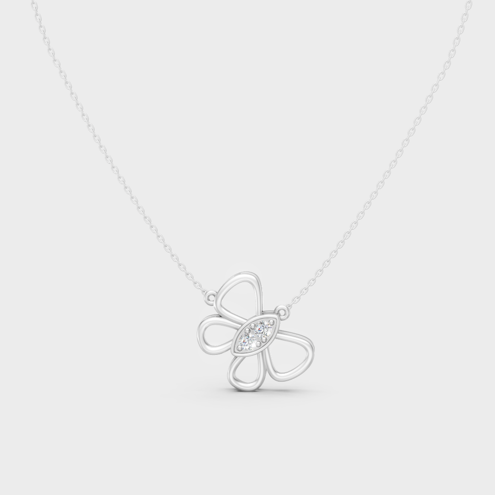 0.16 Ct Round Lab-Grown Diamond Pendant With Chain In White Gold