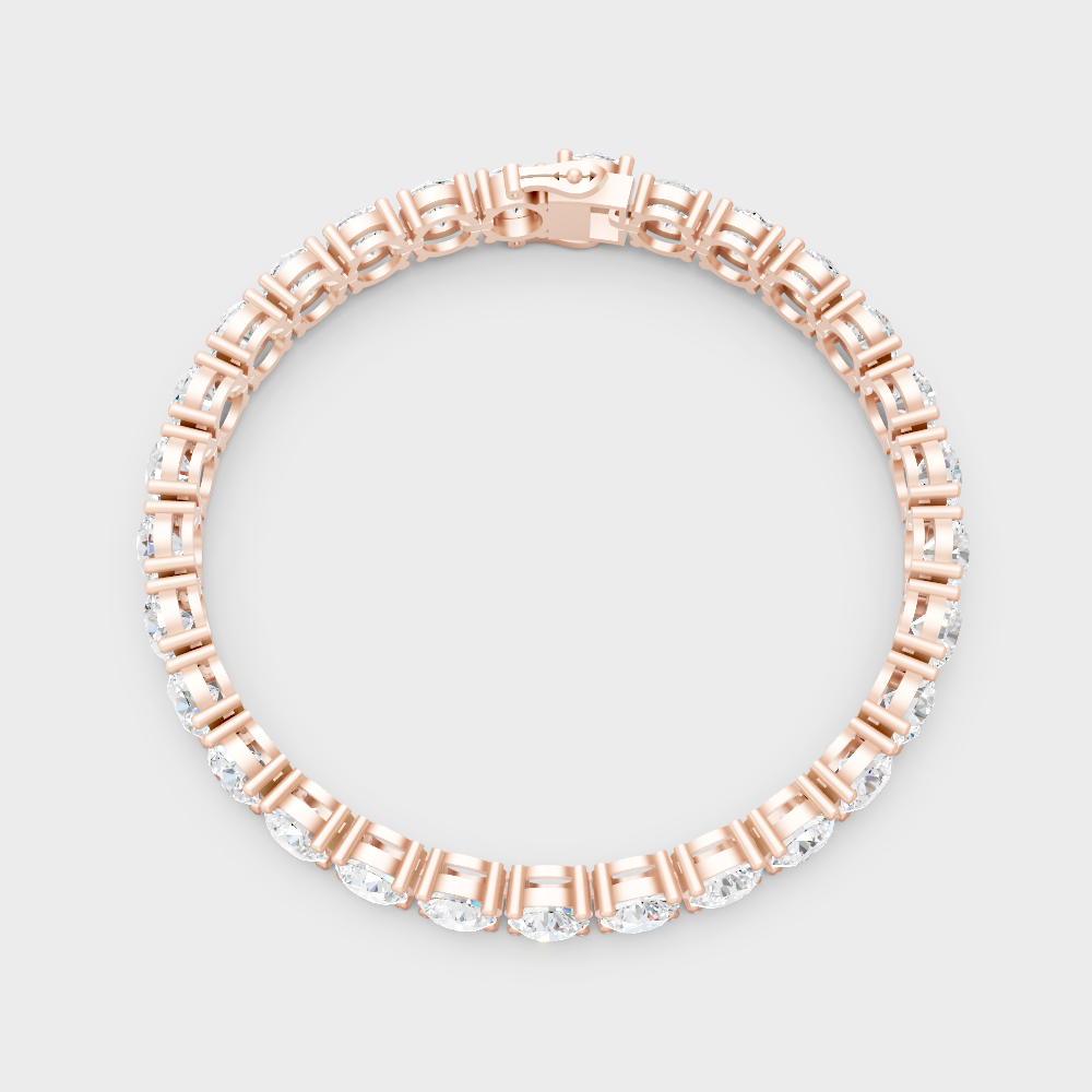 Premium Round Diamond Tennis Bracelet Rose Gold