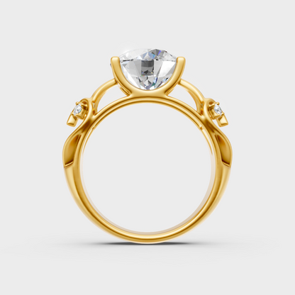 Sustainable Yellow Gold Ring With Igi Certified Round-Cut Lab-Grown Diamonds
