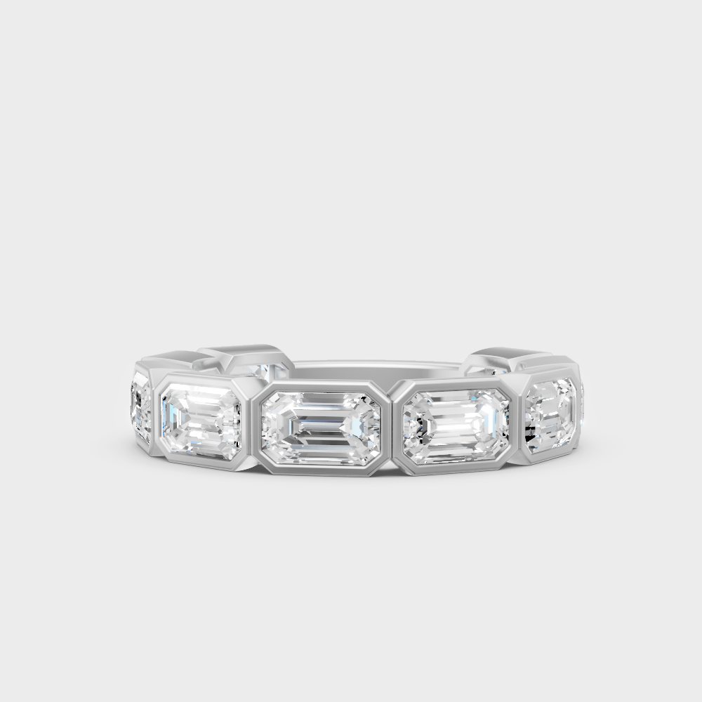 Certified 2.37 Carat Emerald-Cut Lab-Grown Diamond Band In 14K White Gold
