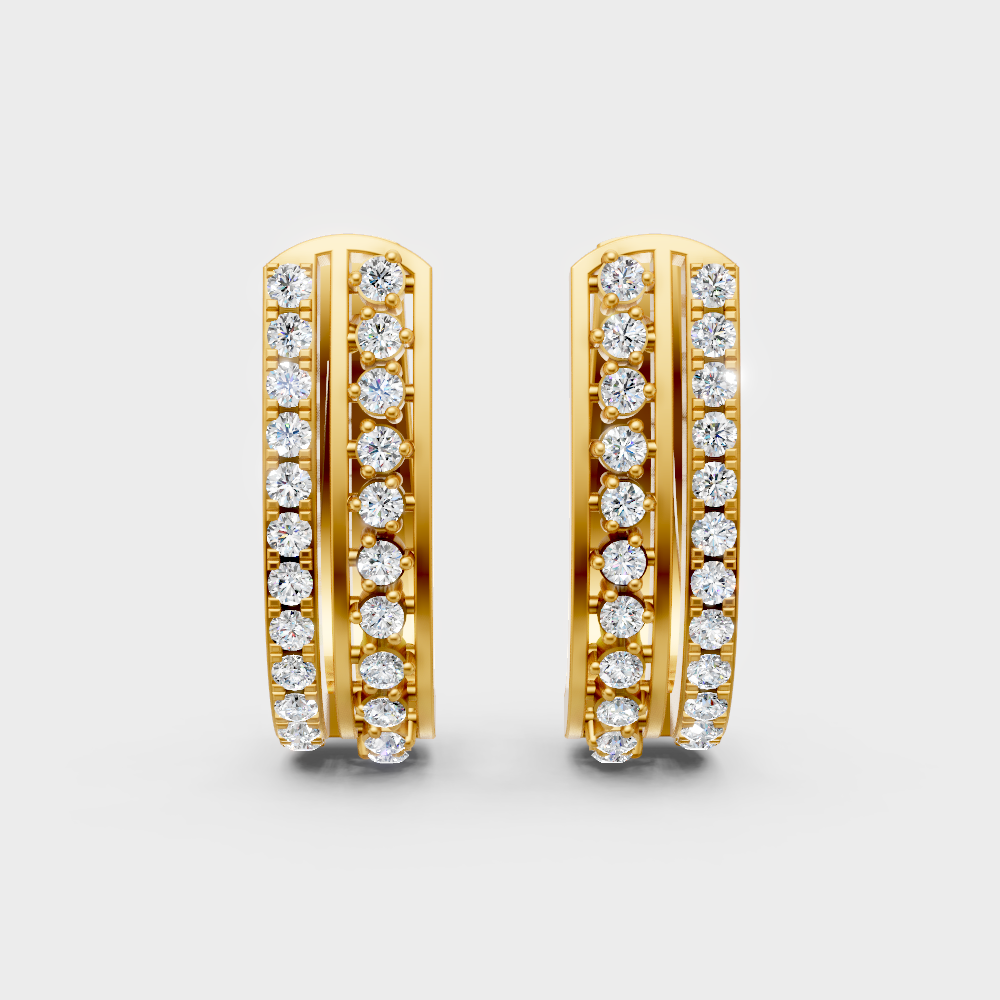 0.55 Ct GLI Certified Lab-Grown Round Diamond Hoop Earrings In Yellow Gold