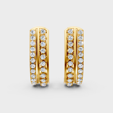 0.55 Ct GLI Certified Lab-Grown Round Diamond Hoop Earrings In Yellow Gold