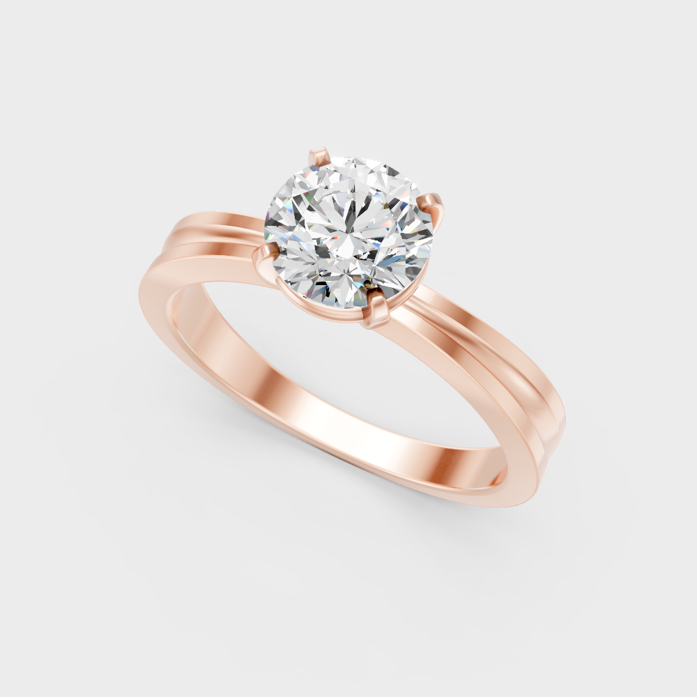 Rose Gold Round-Cut Lab-Grown Diamond Ring For Modern Ethical Luxury