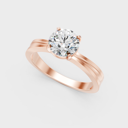  Rose Gold Round-Cut Lab-Grown Diamond Ring For Modern Ethical Luxury