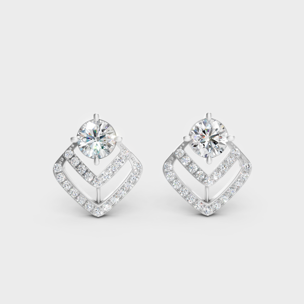 3.41 Ct Total Round Cut Lab-Grown Diamond Stud Earrings 1.705 Ct Each In White Gold