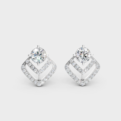 3.41 Ct Total Round Cut Lab-Grown Diamond Stud Earrings 1.705 Ct Each In White Gold