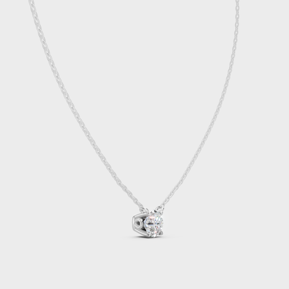 Certified 14K White Gold Round Diamond Pendant Sustainable Jewelry