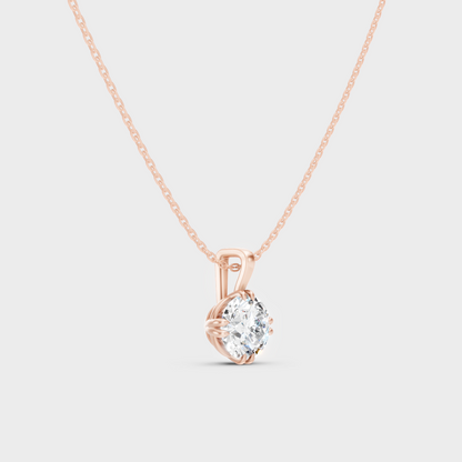 Certified Round Diamond Pendant Necklace Rose Gold