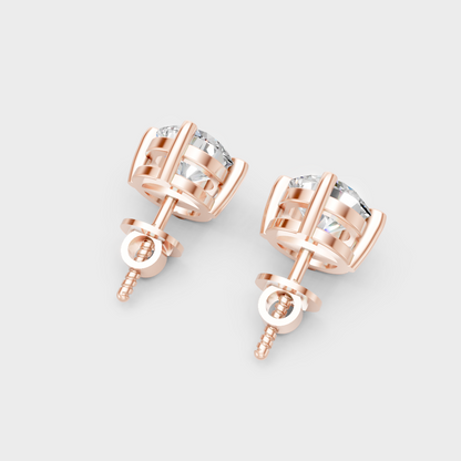 Elegant 2.50 Ct Total Round Diamond Earrings Rose Gold