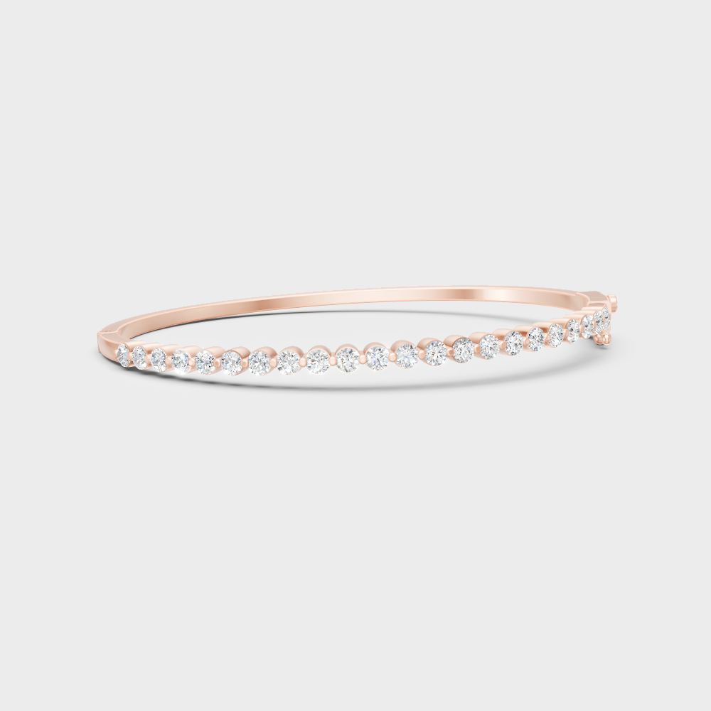 2 Ct Round Cut Certified Lab-Grown Diamond Kada Bracelet Rose Gold