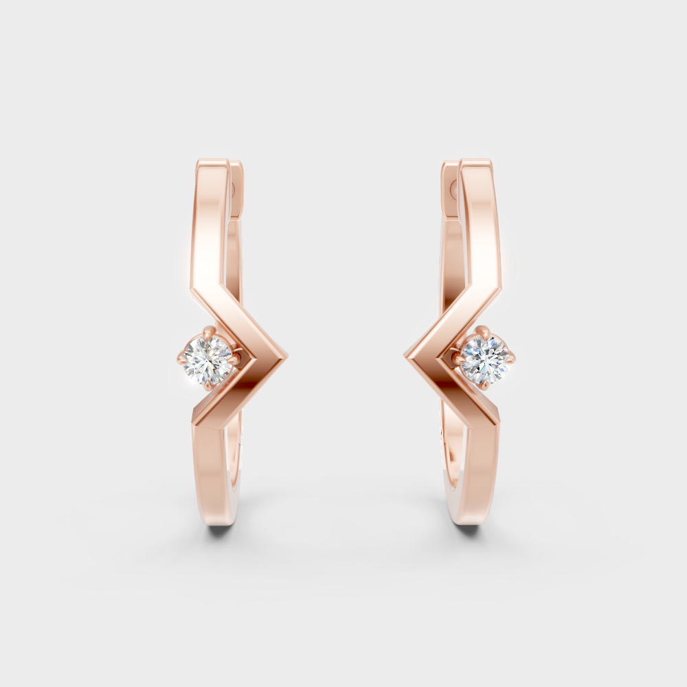Minimalist Round Cut Lab Diamond Hoop Earrings In 14K Rose Gold