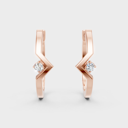 Minimalist Round Cut Lab Diamond Hoop Earrings In 14K Rose Gold