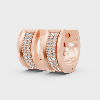 Modern Men’s Lab Diamond Hoop Earrings In Rose Gold Sleek Design