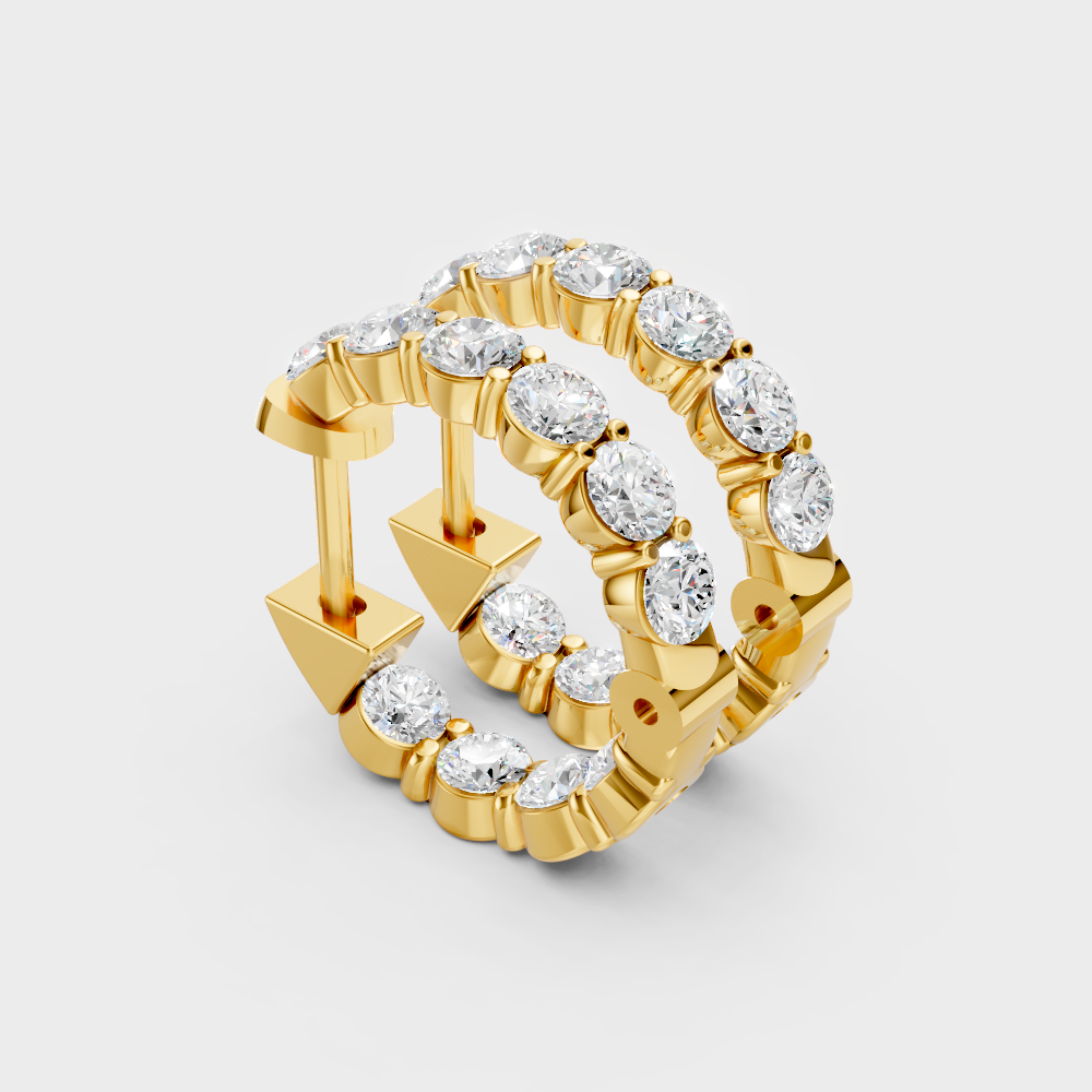 1.60 Ct Lab Grown Diamond Hoop Earrings In Yellow Gold Certified Luxury