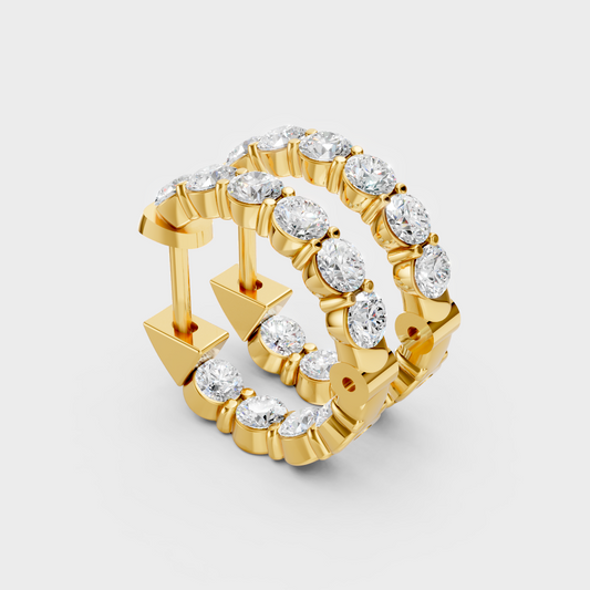 1.60 Ct Lab Grown Diamond Hoop Earrings In Yellow Gold Certified Luxury