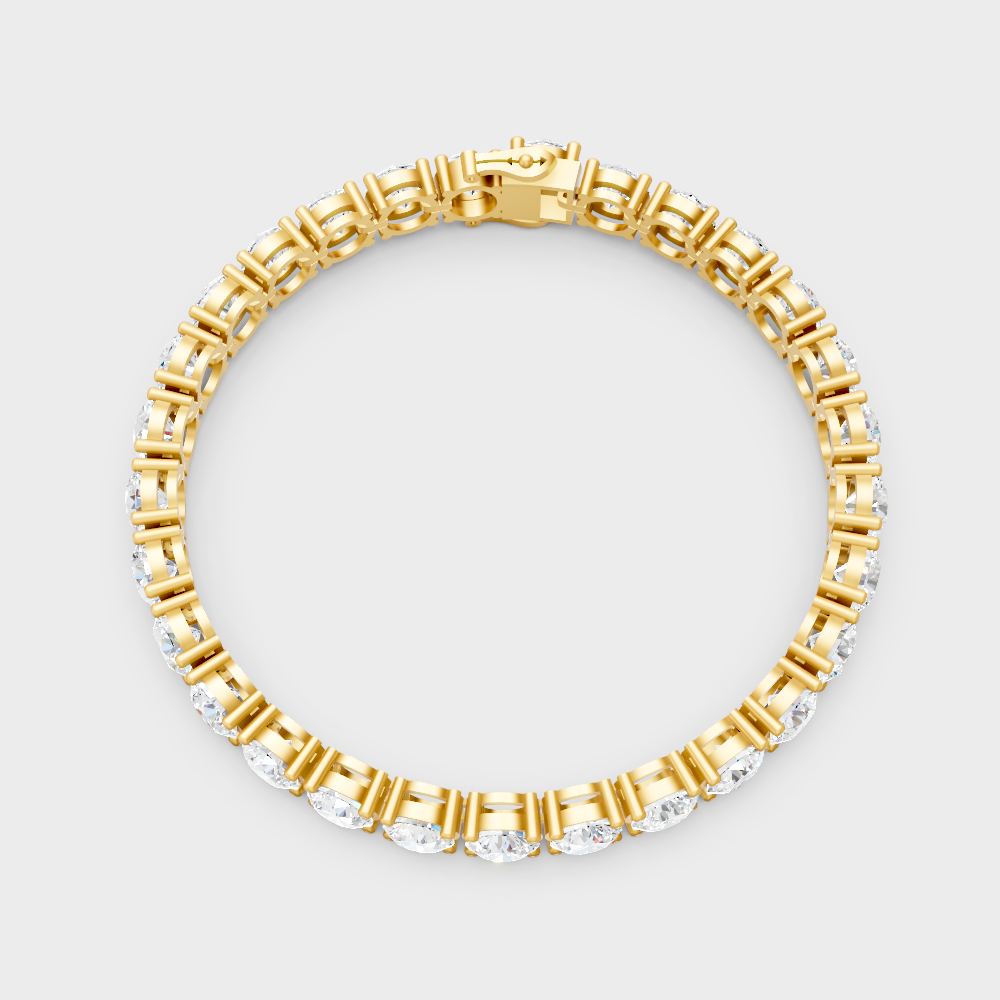Premium Round Diamond Tennis Bracelet Yellow Gold
