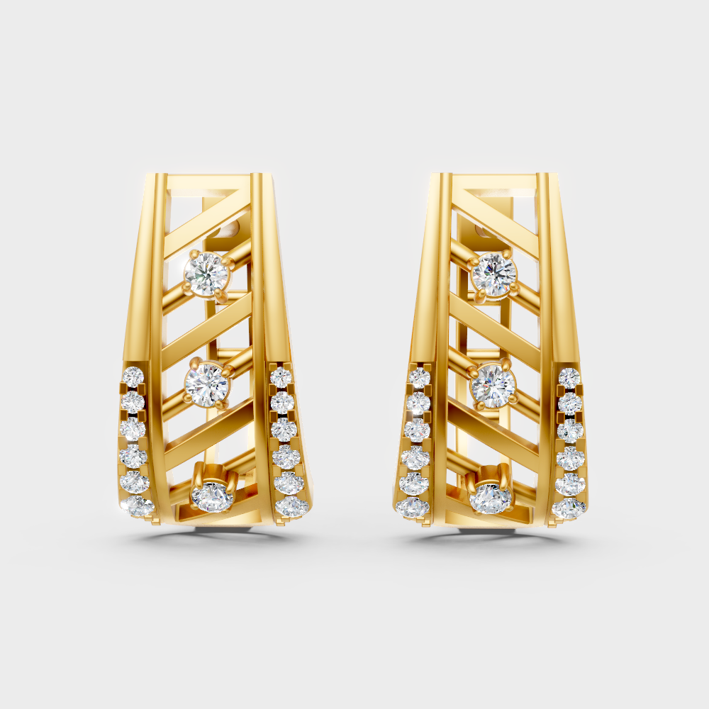 0.34 Ct GLI Certified Lab-Grown Round Diamond Hoop Earrings In Yellow Gold