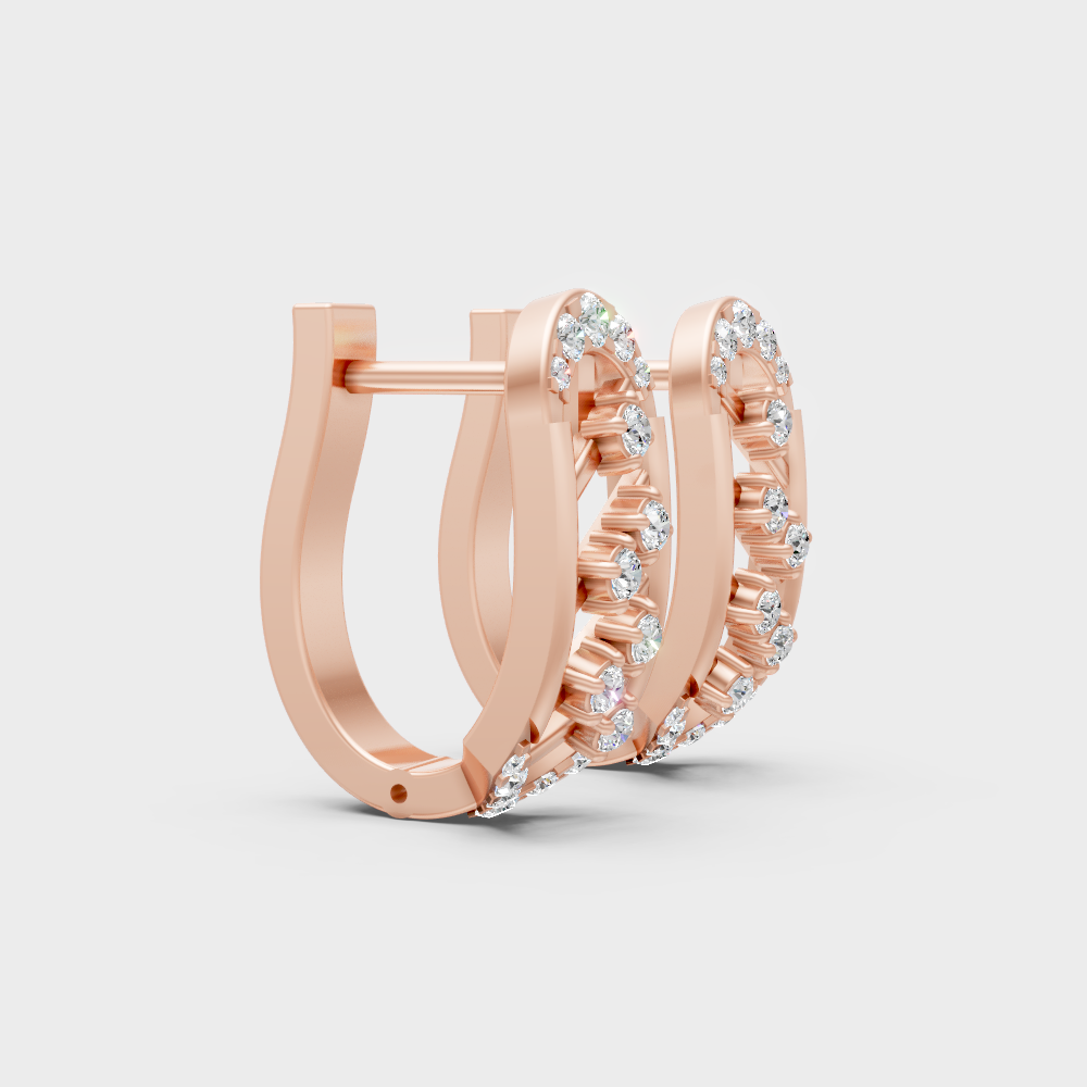 Hallmark Rose Gold Round Cut Lab Diamond Hoop Earrings For Women
