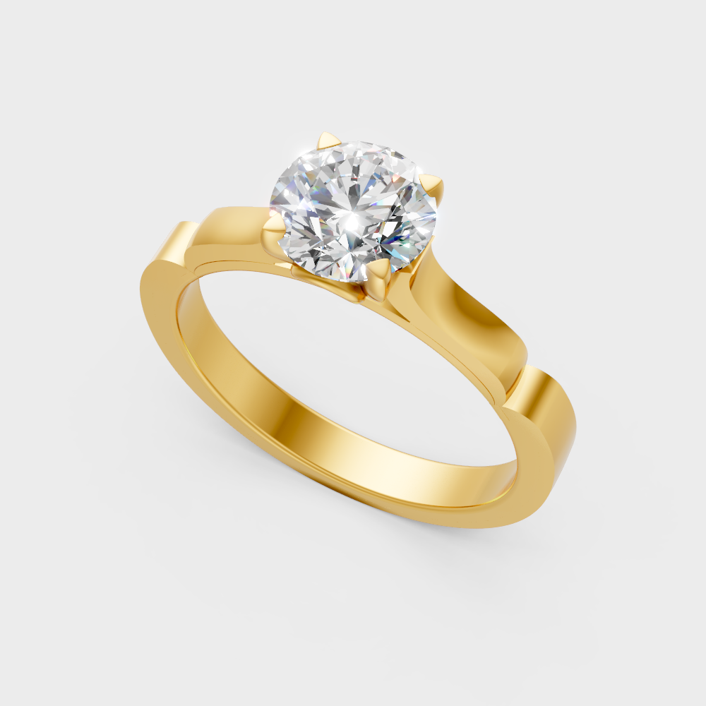 Classic Yellow Gold Solitaire Engagement Ring Featuring A Round Lab Diamond