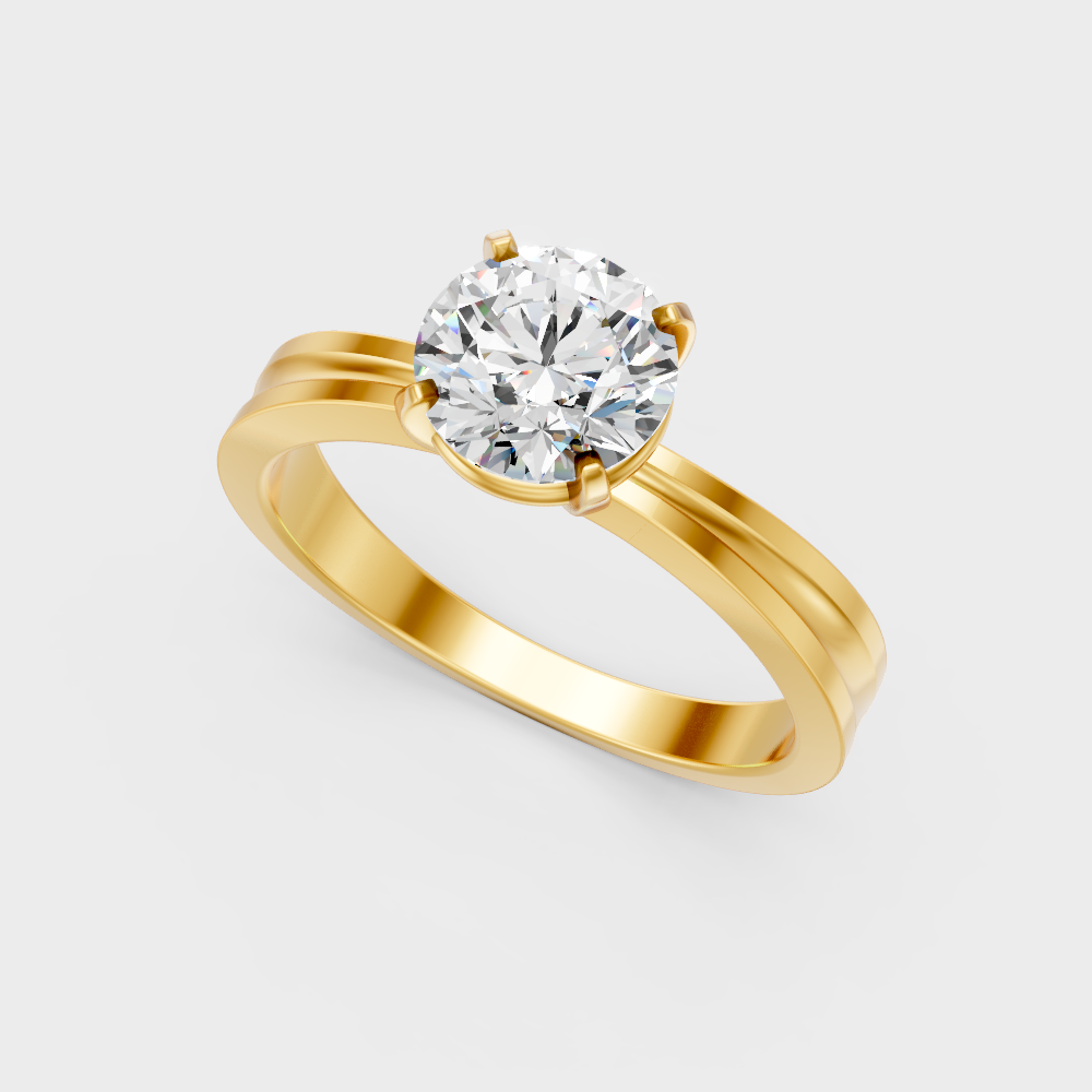 Sustainable Yellow Gold Ring With Igi Certified Round-Cut Lab-Grown Diamonds
