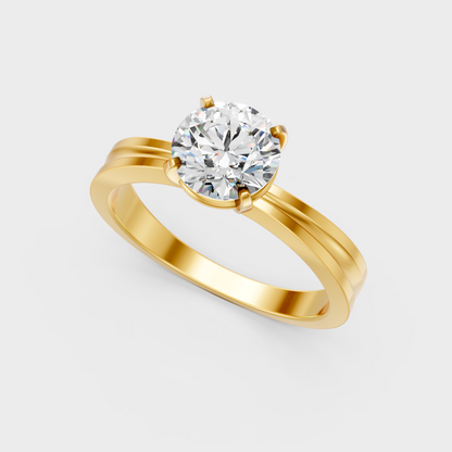 Sustainable Yellow Gold Ring With Igi Certified Round-Cut Lab-Grown Diamonds