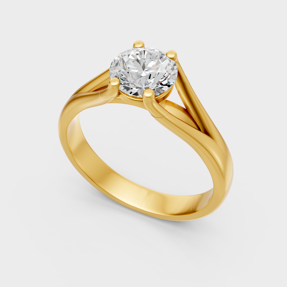 Sustainable Yellow Gold Ring With Igi Certified Round-Cut Lab Diamonds