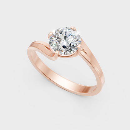  Rose Gold  Round-Cut Lab-Grown Diamond Ring For Ethical Luxury
