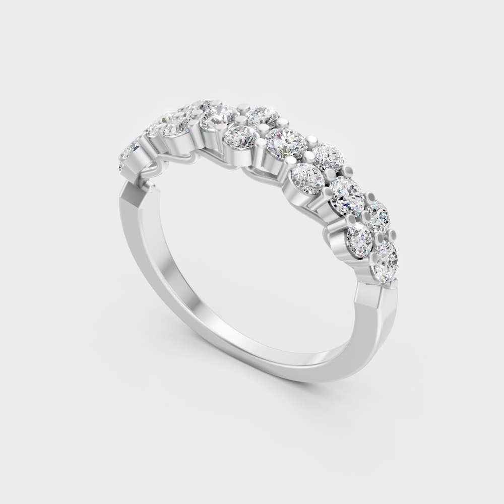  Sleek 18K White Gold Diamond Band Featuring A Gli Certified Round Diamond