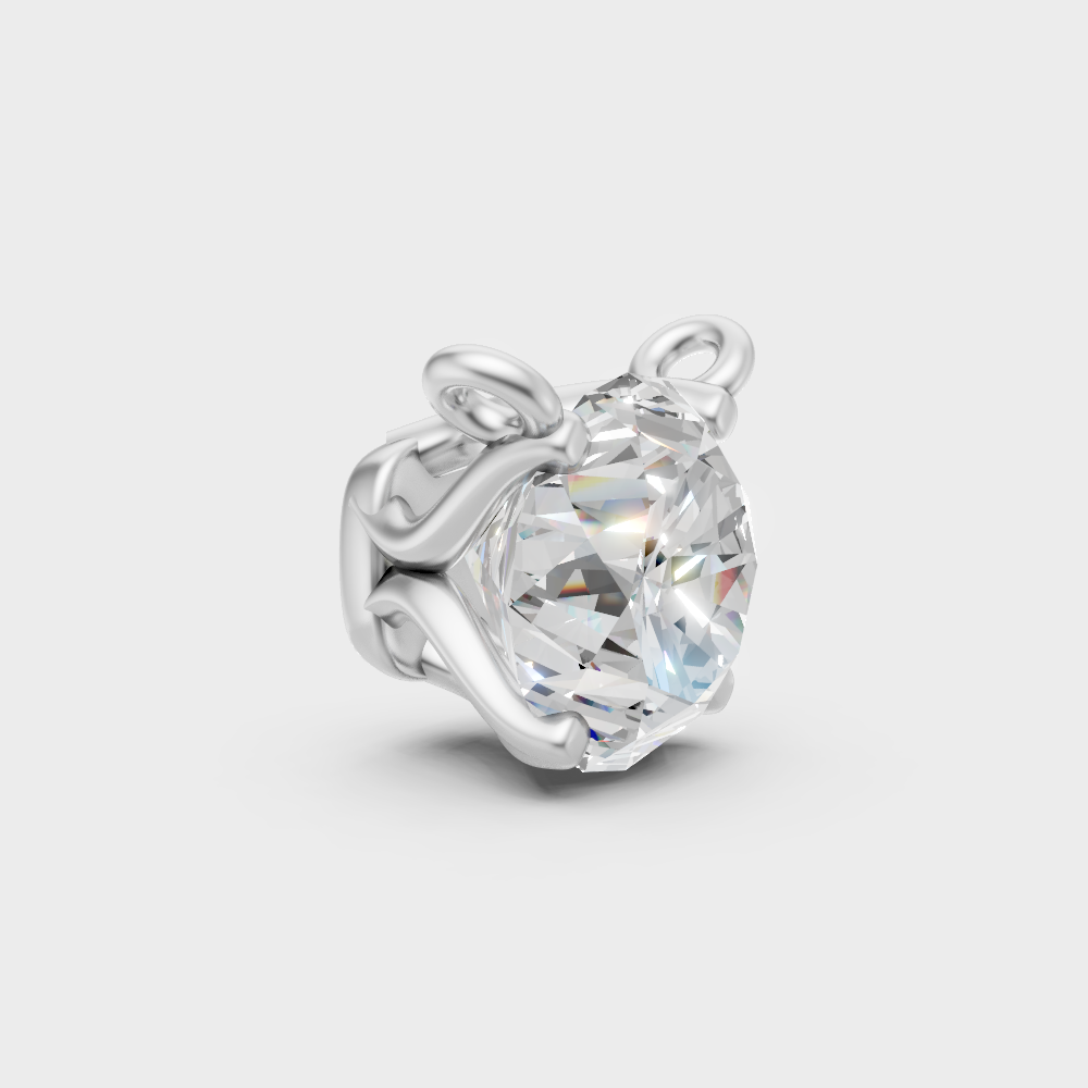 Elegant Round Diamond Pendant White Gold Jewelry