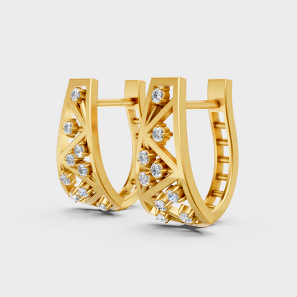 Luxury Yellow Gold Lab-Grown Diamond Hoop Earrings 0.14 Ct Each