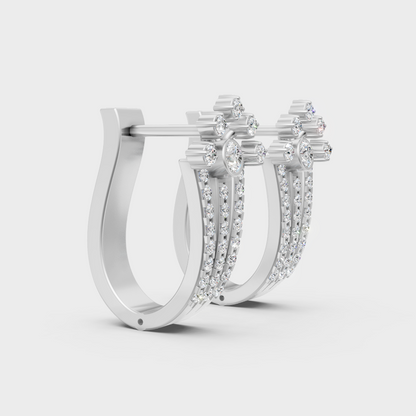 950 Platinum GLI Certified Lab-Grown Diamond Hoop Earrings