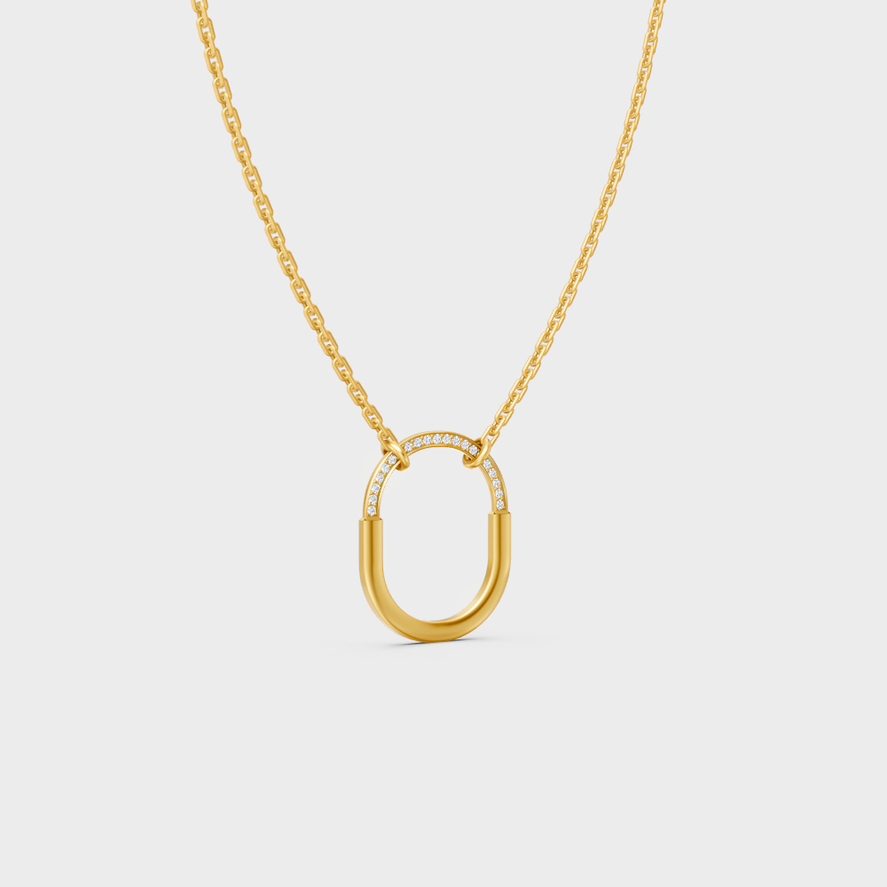 Minimal Round Cut Lab-Grown Diamond Pendant Necklace Yellow Gold