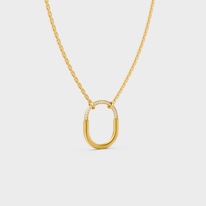 Minimal Round Cut Lab-Grown Diamond Pendant Necklace Yellow Gold