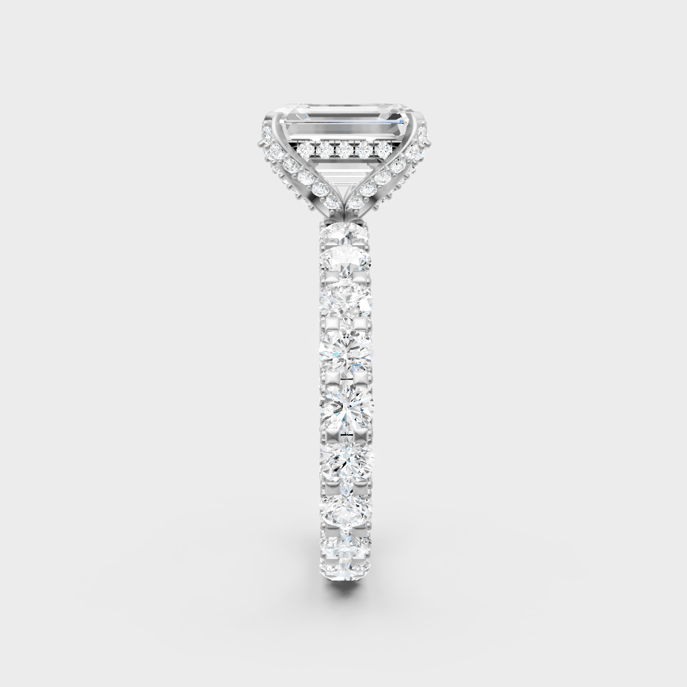 High-Polish 950 Platinum Emerald Lab Diamond Hidden Halo Ring For Maximum Brilliance